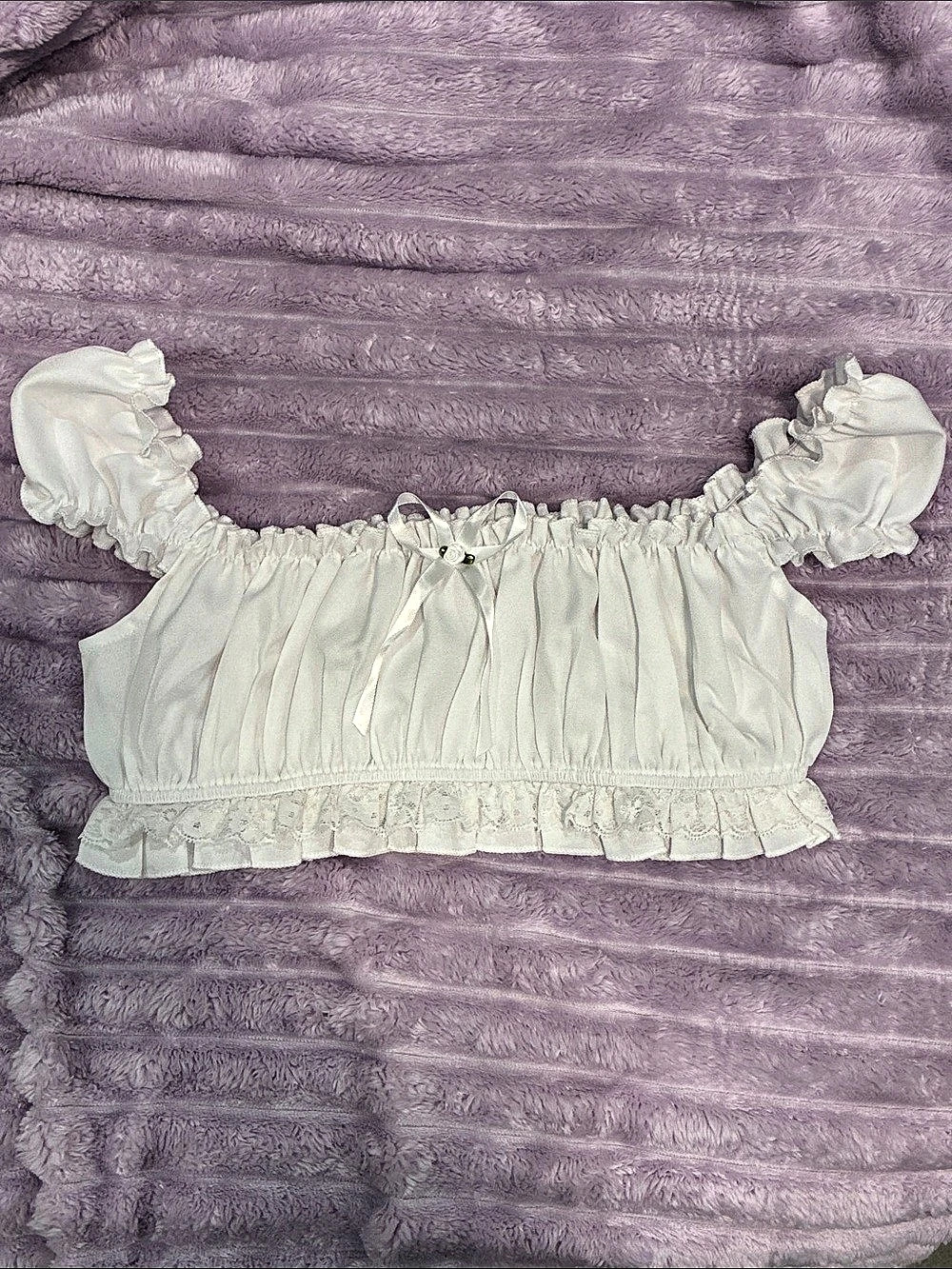 White Ruffled Crop Top Bralette Like New